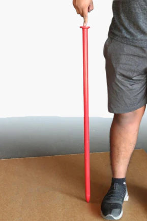 36-inch heavy duty red stake in a vertical position