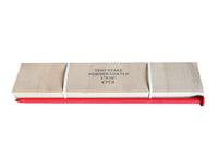 36-inch red heavy duty stake next to packaging on a white background