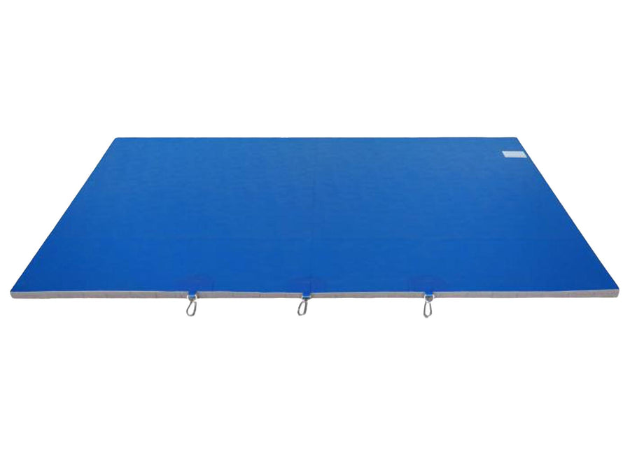 large blue 4-feet by 8-feet impact safety mat for commercial inflatables