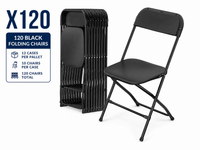 Black Plastic Folding Chairs - 120 Pack