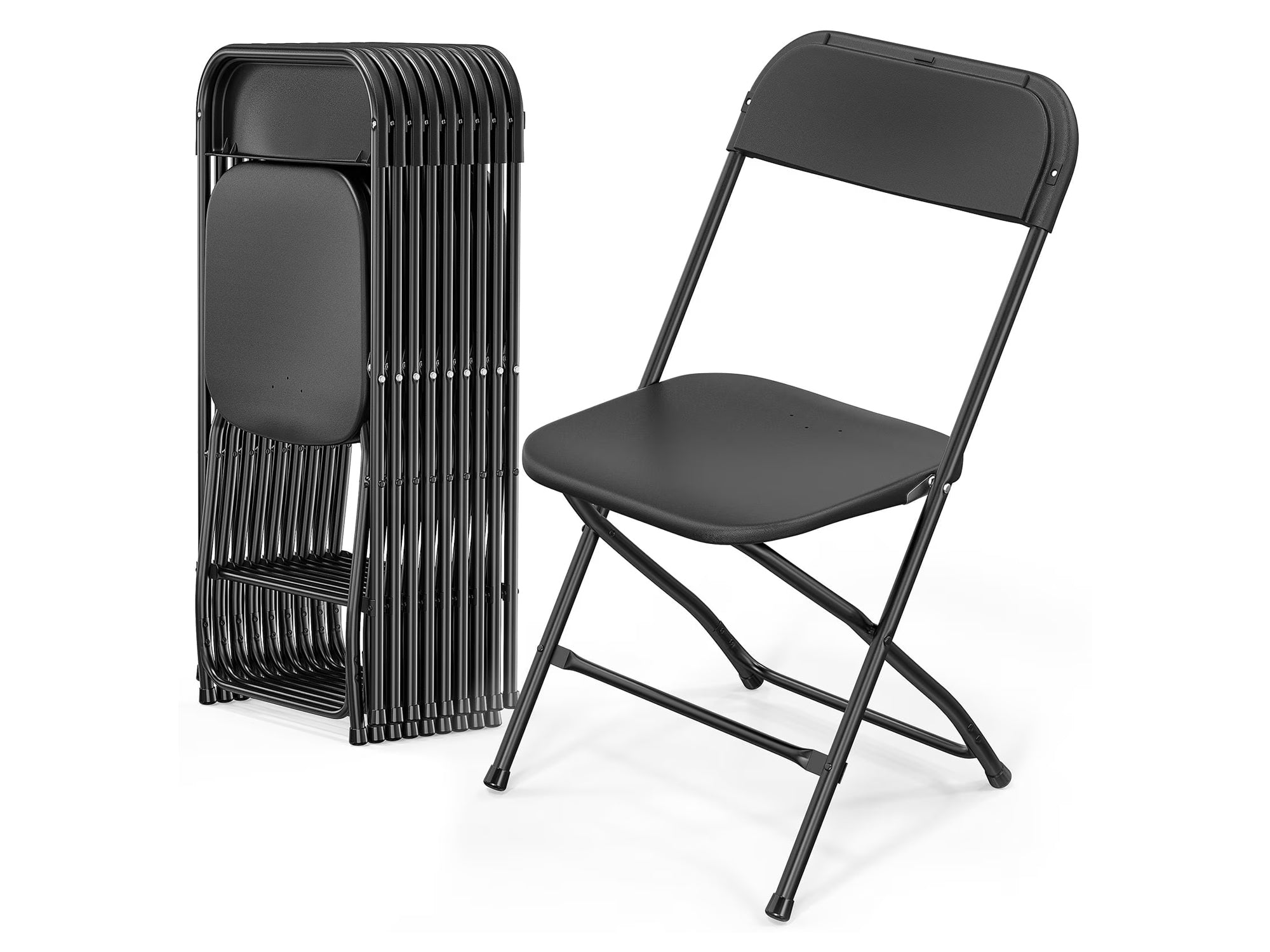 Black Plastic Folding Chairs - 10 Pack