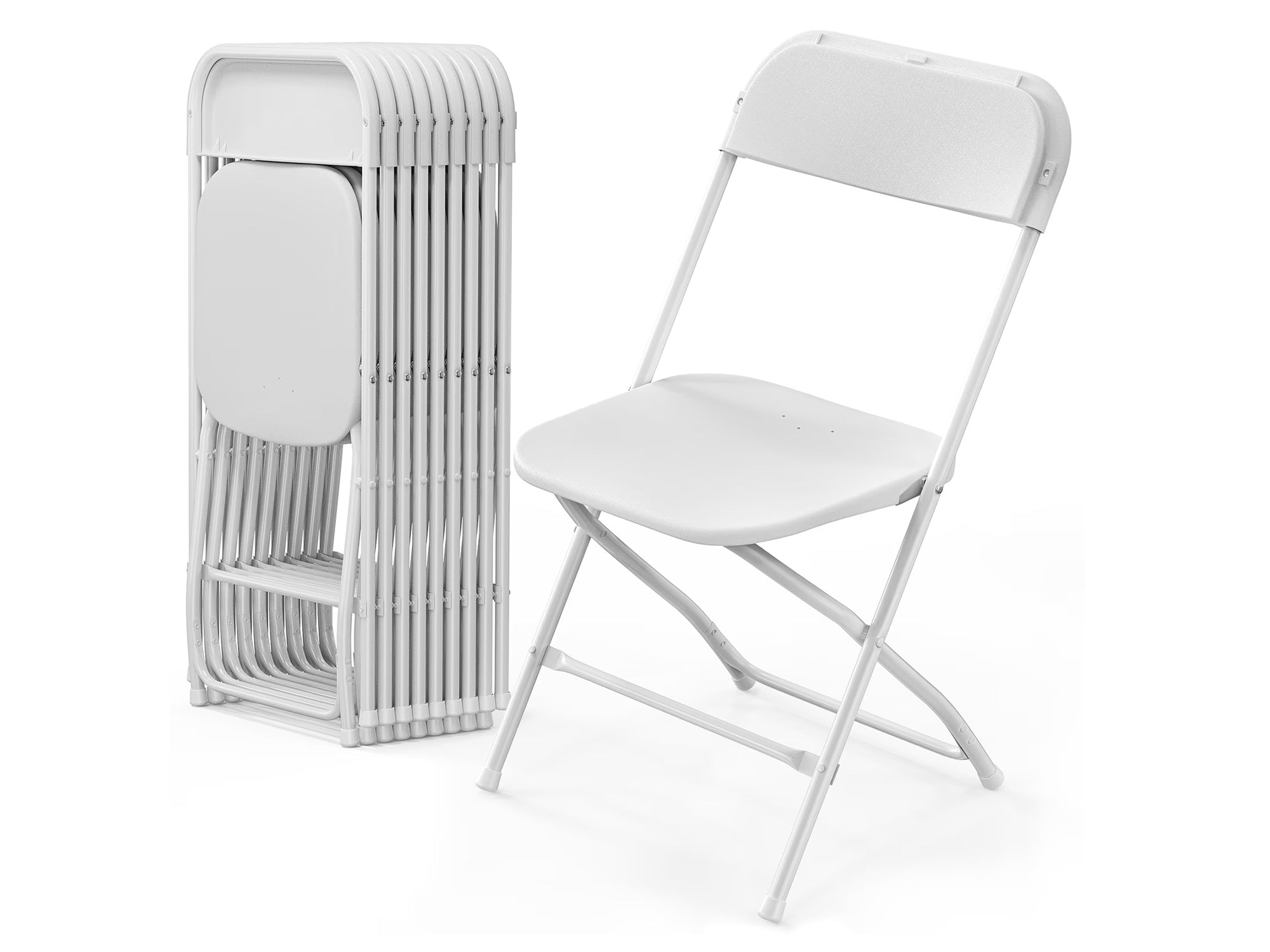 White Plastic Folding Chairs - 10 Pack