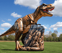 Inflatable T-Rex on Rock Display
