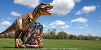 Inflatable T-Rex on Rock Display