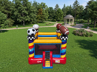 Front Aerial View of All Sport Inflatable Bounce House setup outdoors