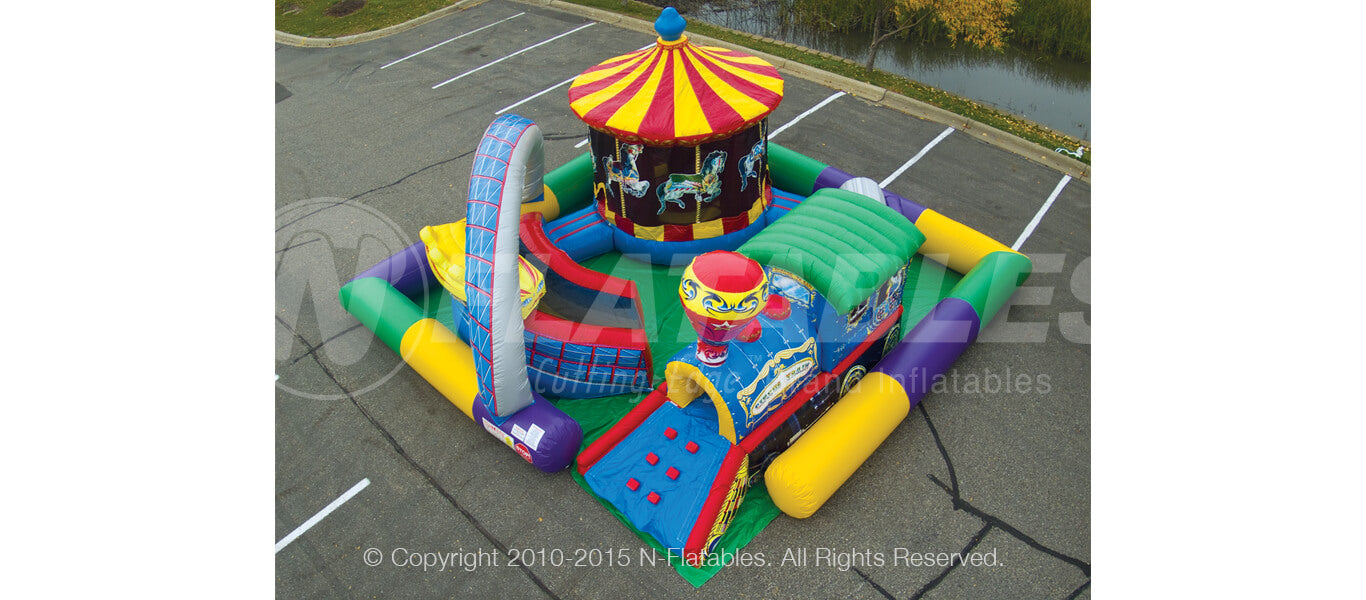 Overhead view of the entrance to the Amusement Park commercial grade inflatable toddler play area.