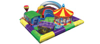 3D Rendering of the Amusement Park toddler inflatable land with a focus on the circus train crawl through. 