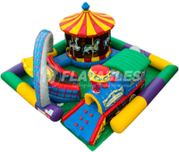 Amusement Park inflatable toddler play area on white background. 