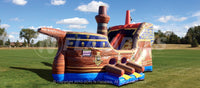 Quarter view of the Pirate Ship™ commercial grade inflatable combo 