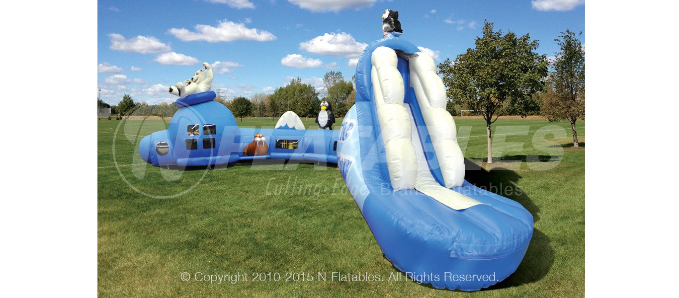 Inflatable slide on the Arctic Expedition kid crawl through tunnel. 