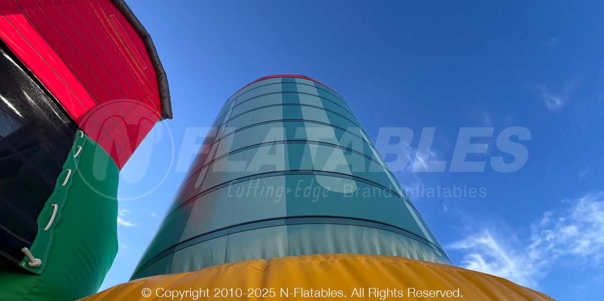 Closeup of the Silo on the Barnyard Breakout Dual 180 obstacle course. 