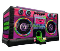 Boom Box Blacklight Bouncer on monochrome background
