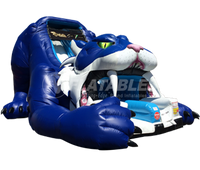 Blue sabretooth tiger slide on white background. 