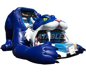 Blue sabretooth tiger slide on white background. 