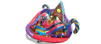 Aerial view of the Candy Fun Center playground on white background. 