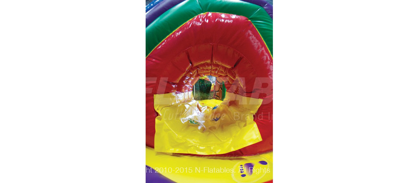 Tunnel obstacle in the Candy Fun Center inflatable combo. 