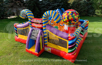 Candy Playland™ inflatable toddler play area set up outdoors. 