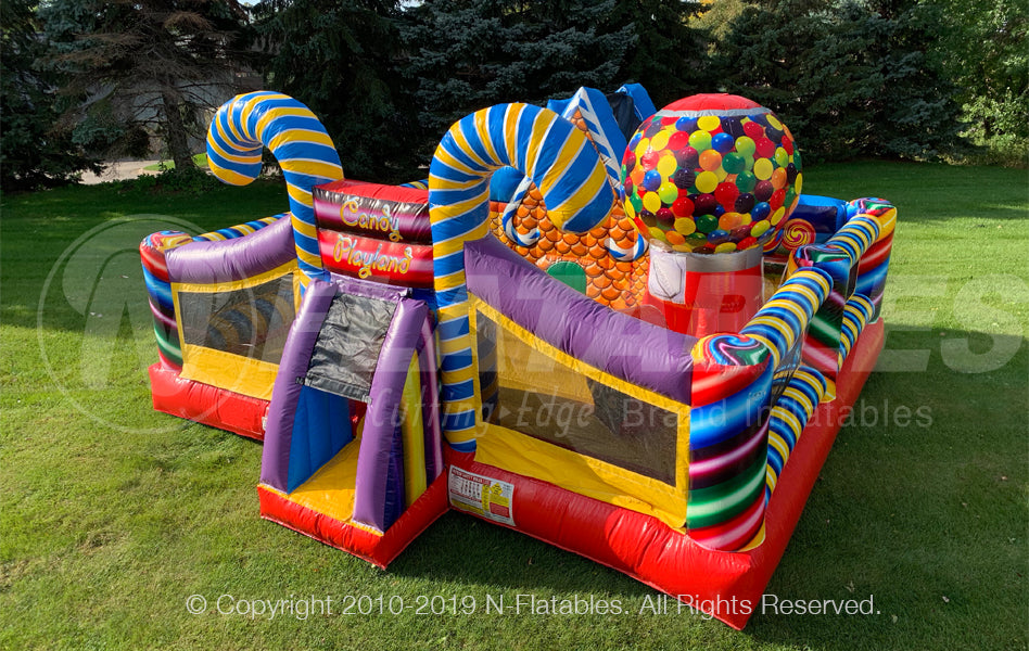 Candy Playland™ inflatable toddler play area set up outdoors. 