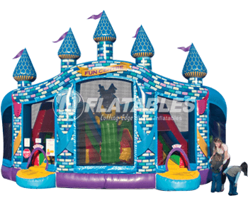 Castle Fun Centre™ inflatable playground on white background. 