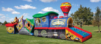 Circus Train inflatable tunnel crawl through with colorful carnival animals 