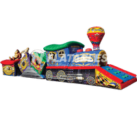 Circus Train inflatable crawl through on white background. 