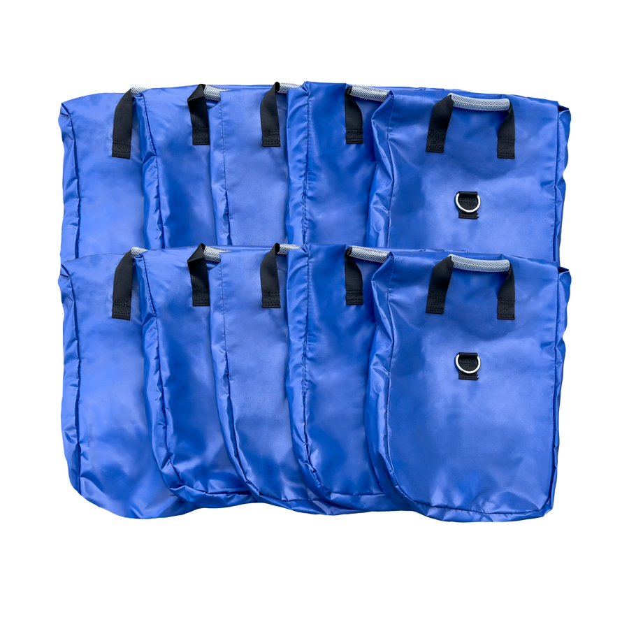 10 pack blue deluxe sand bag covers with carrying handle