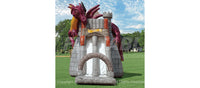 Dragon’s Tower Slide Combo™ commercial grade inflatable bounce house front view of the dual slide