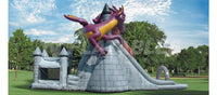 Dragon’s Tower Slide Combo™ commercial grade inflatable bounce house view of bounce house and side