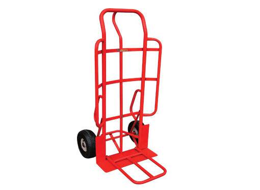 2 Wheel heavy duty red dolly hand truck on a white background