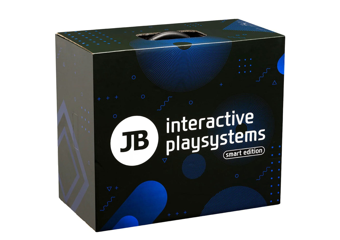 Box of JB Interactive Playsystems with blue and black design