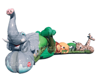 Jungle Crawl inflatable for toddlers on a white background. 