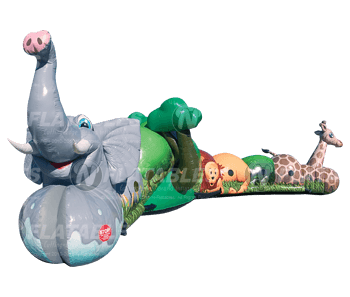 Jungle Crawl inflatable for toddlers on a white background. 