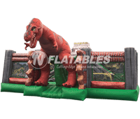 Jurassic Zoo™ commercial inflatable bounce house on white background