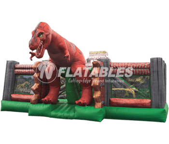 Jurassic Zoo™ commercial inflatable bounce house on white background
