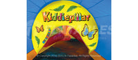 Butterfly panel and tackle dummies inside Kiddiepillar caterpillar themed inflatable tunnel crawl through. 