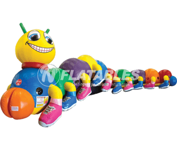Kiddiepillar inflatable caterpillar themed tunnel crawl through for little kids on white background. 