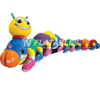 Kiddiepillar inflatable caterpillar themed tunnel crawl through for little kids on white background. 