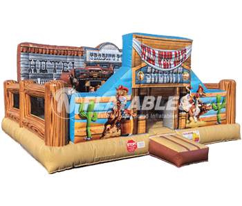 Old West Playland™ inflatable western themed toddler play area on white background