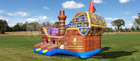Back view of the Pirate Ship™ commercial-grade inflatable combo. 