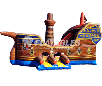 Pirate Ship™ inflatable on white background. 