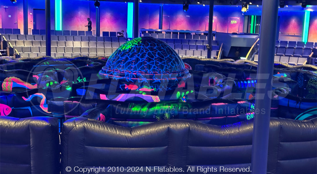 View of the dome feature on a custom inflatable laser tag maze. 