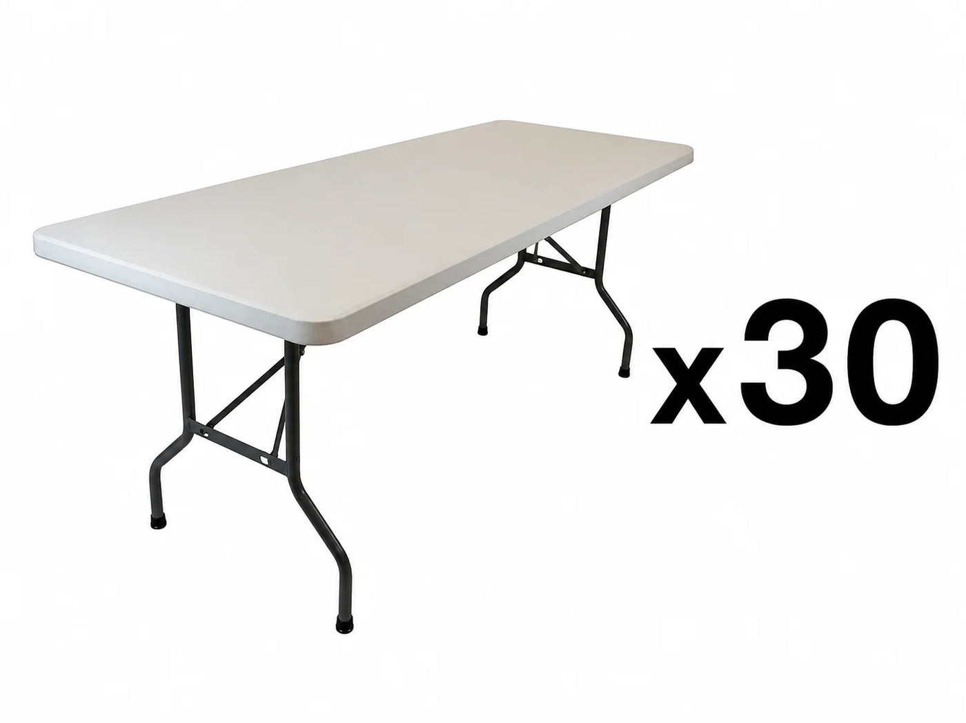 30 pack of white rectangle commercial resin folding tables