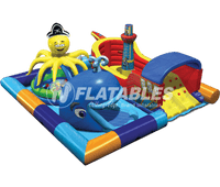 Sea Park inflatable toddler play area on white background. 