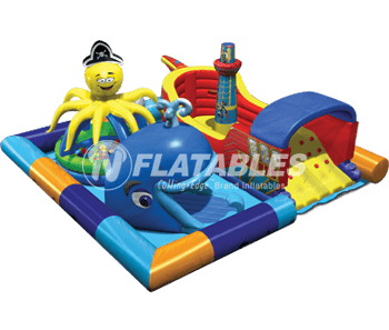 Sea Park inflatable toddler play area on white background. 