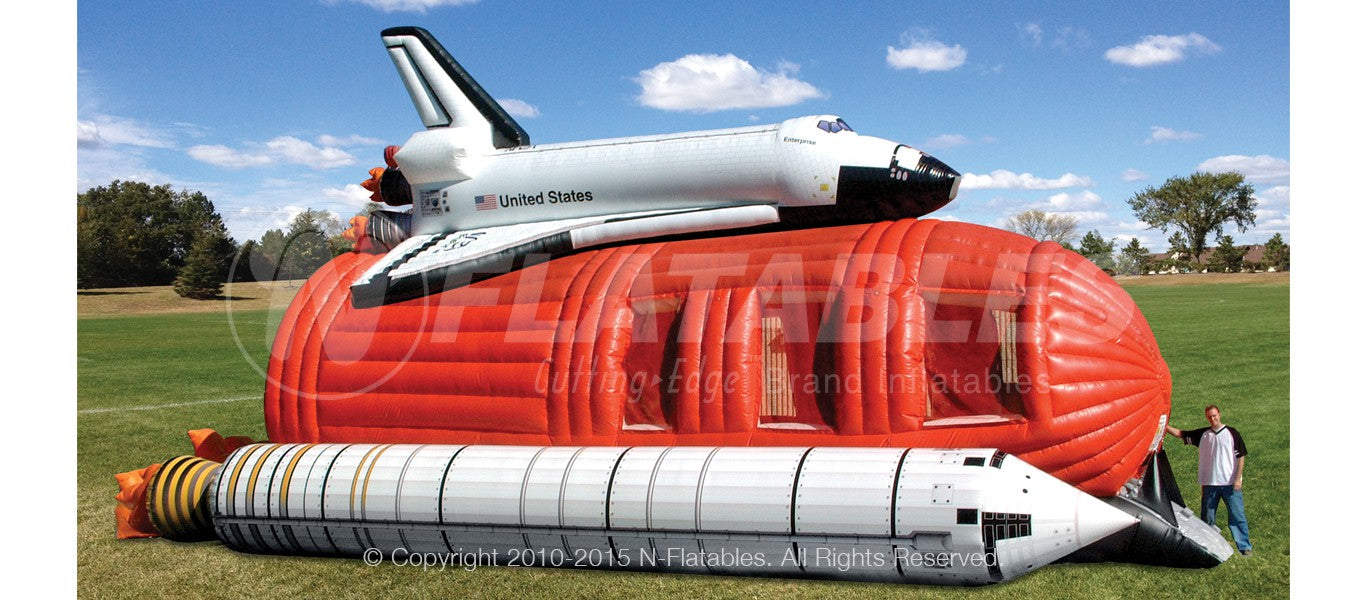 Side view of the Shuttle Play Space™ inflatable bounce house.
