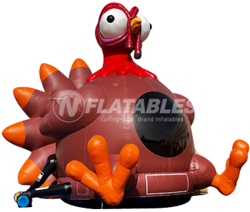 Inflatable 20-foot Commercial Turkey Bounce House on monochrome background