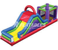 Rendering of the Wacky 3-in-1 Combo™ commercial grade inflatable with bouncer, climbing lane, and slide. 