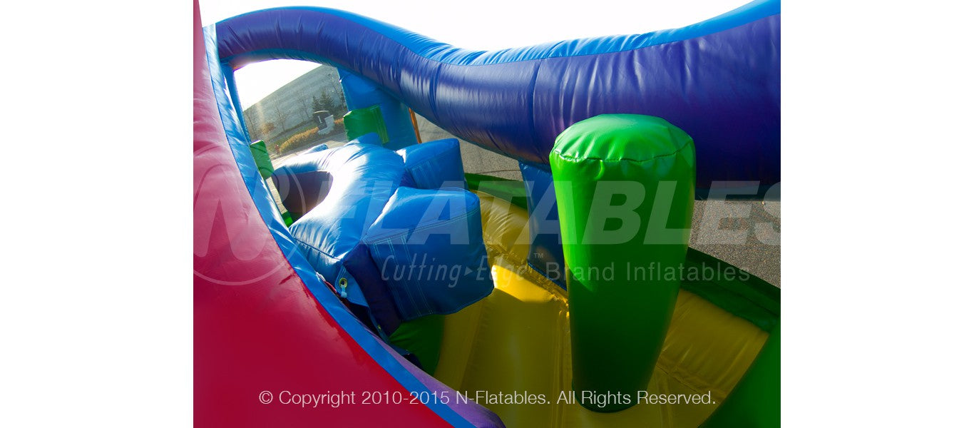 Obstacles in the Wacky Fun Center™ Kid Combo inflatable playground. 