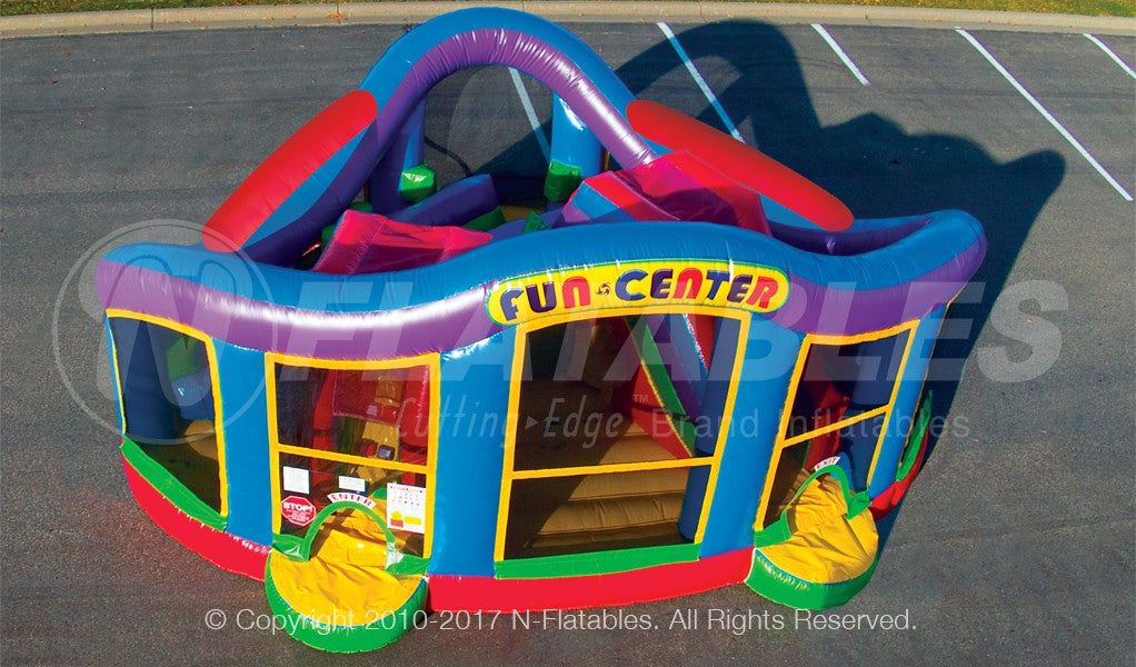 Overhead view of the Wacky Fun Center™ commercial grade inflatable combo.