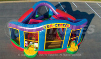 Overhead view of the Wacky Fun Center™ commercial grade inflatable combo.